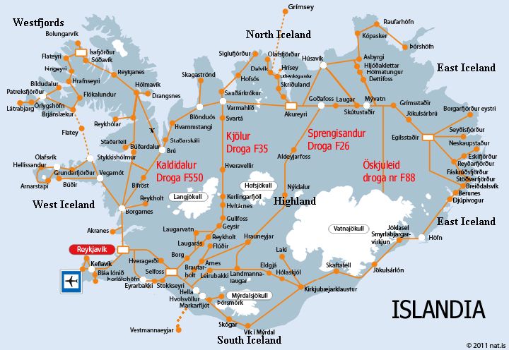 Islandia - Interior - Mapa