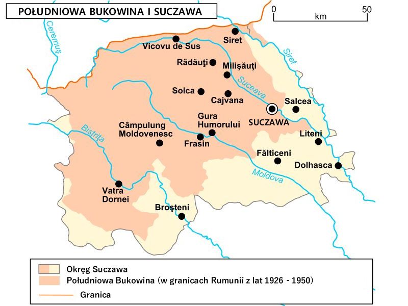 Bukowina rumuńska - Mapa