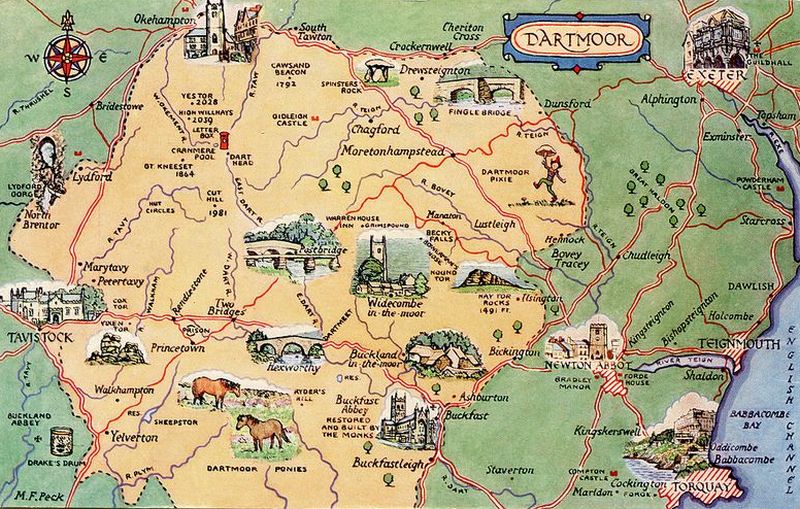 Park Narodowy Dartmoor - mapa