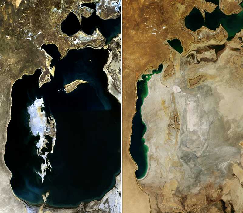Jak zmieniała się powierzchnia Jeziora Aralskiego