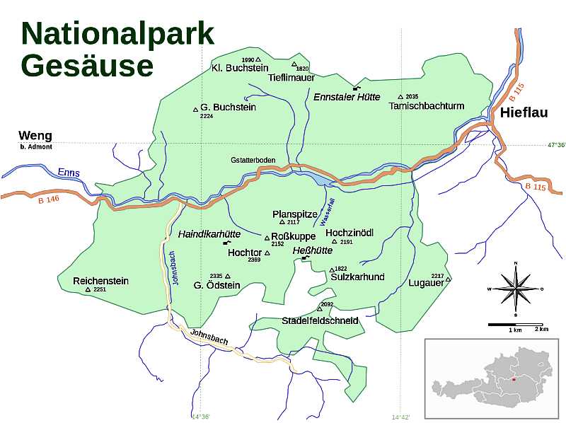 Park Narodowy Gesäuse - mapa