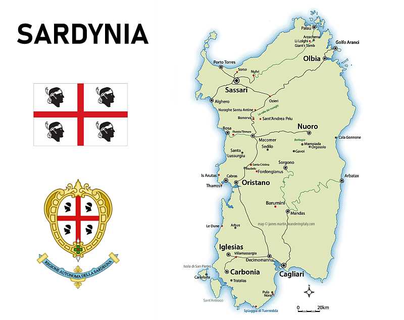Sardynia - Mapa