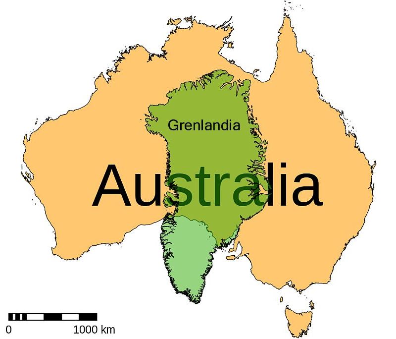 Australia i Grenlandia - porównanie rozmiarów