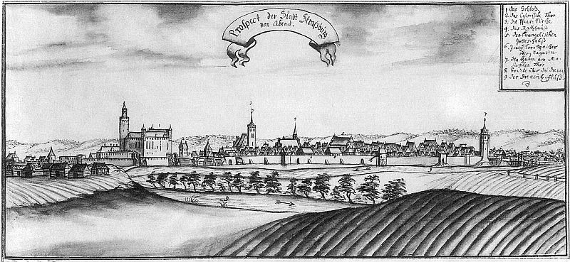 Brodnica w latach 1738-1745 z widocznym zamkiem