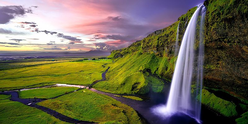 Wodospad Seljalandsfoss - panorama