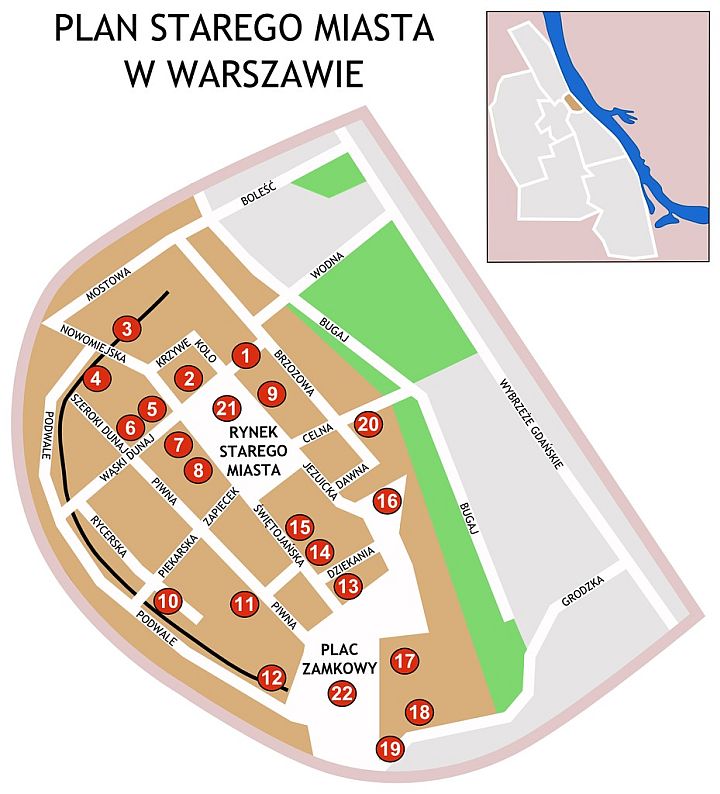 Warszawa - Plan starego miasta
