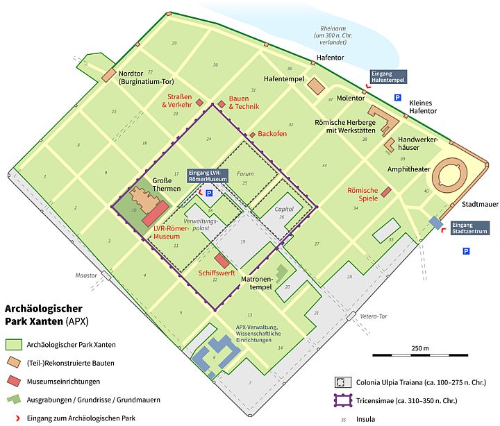 Park Archeologiczny Xanten - Plan